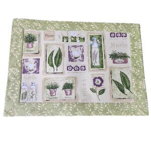 Green Botanical Patterns Rectangle Placemat Table Mat 17" x 12" Lot of 4